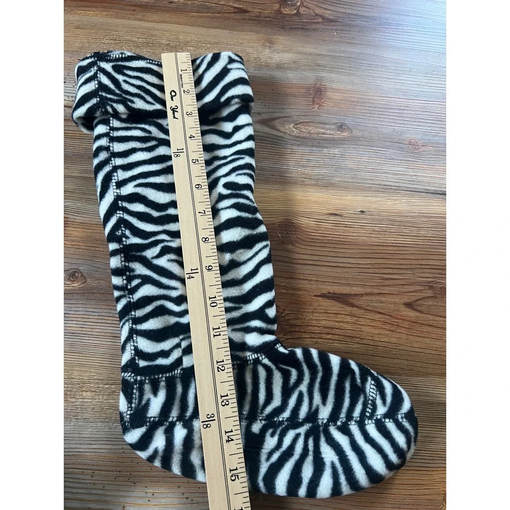 Hunter Zebra Print Fleece Welly Boot Liners Black White Womens Size M 5-7